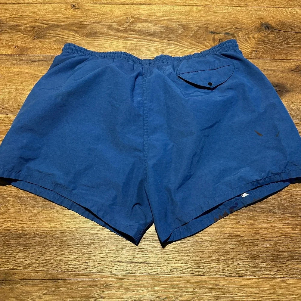 Vintage LL Bean Blue Nylon Swim Trunks Shorts Mens Medium Large ML Q183
